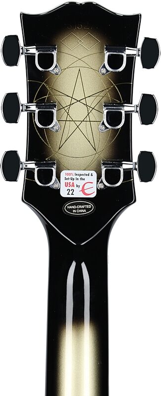 open zoom image for Epiphone Adam Jones 1979 Les Paul Custom Electric Guitar (with Case), Antique Silverburst, with Case, Headstock Straight Back