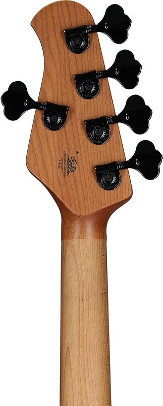open zoom image for Ernie Ball Music Man DarkRay 5 Electric Bass Guitar (with Softshell Case), Stealth Black, Ebony Fretboard, Headstock Straight Back