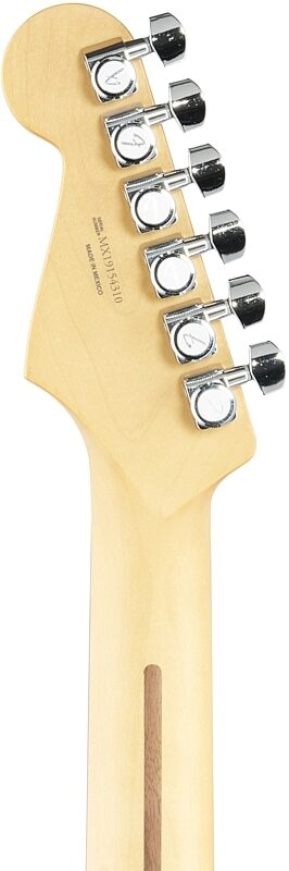 open zoom image for Fender Tom Morello Stratocaster Electric Guitar, Rosewood Fingerboard (with Case), Black with Chrome Pickguard, Headstock Straight Back