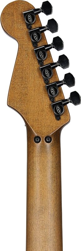 open zoom image for EVH Eddie Van Halen Limited Edition Striped Frankie Electric Guitar (with Gig Bag), Aged Black and Yellow Striped, Headstock Straight Back