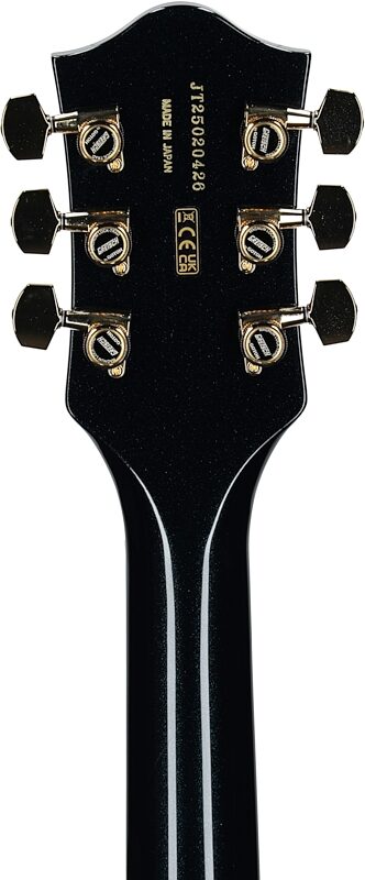 open zoom image for Gretsch Professional Collection Broadkaster Jr LX Center Block SC Electric Guitar, Midnight Sapphire, Headstock Straight Back