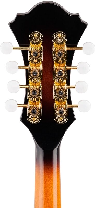 open zoom image for Ibanez M522S F-Style Mandolin, Brown Sunburst, Headstock Straight Back