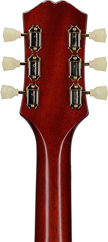 open zoom image for Epiphone Inspired by Gibson Hummingbird Standard Acoustic-Electric Guitar (with Gig Bag), Cherry Sunburst, Headstock Straight Back