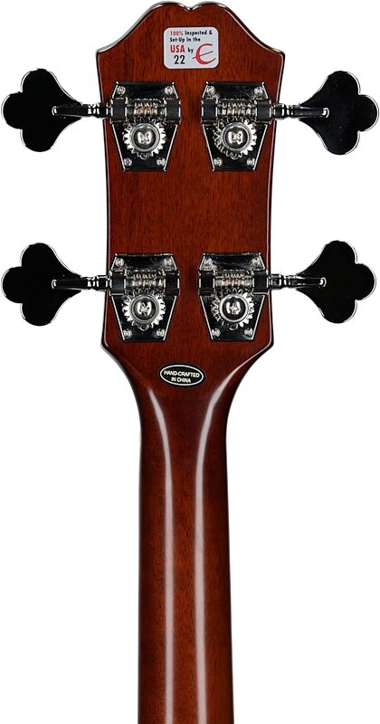 open zoom image for Epiphone Jack Casady Fretless Electric Bass (with Gig Bag), Royal Tan, Headstock Straight Back