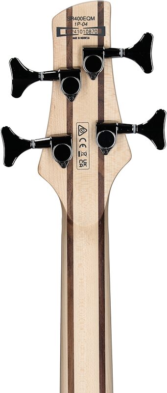 open zoom image for Ibanez SR400EQM Electric Bass, Stained Cosmic Blue Starburst, Headstock Straight Back