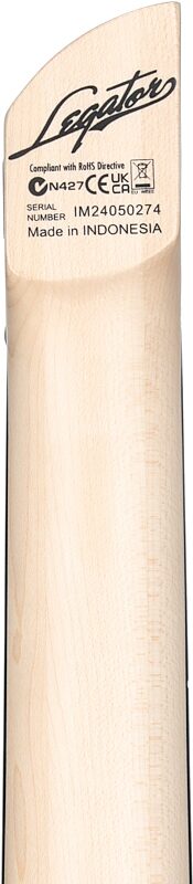 open zoom image for Legator G6FSS Ghost 6 Super Shred Electric Guitar, Black Flame Maple, Headstock Straight Back