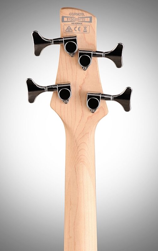 open zoom image for Ibanez GSRM20 Left-Handed Mikro Electric Bass, Black, Headstock Straight Back