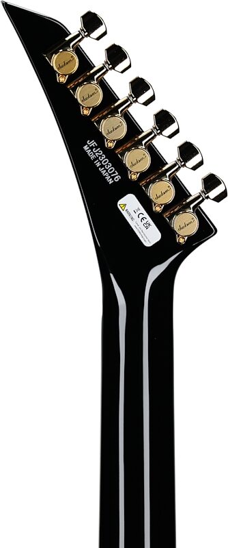 open zoom image for Jackson MJ Rhoads RR24MG Electric Guitar (with Case), Black with Yellow Pinstripes, Headstock Straight Back