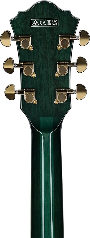 open zoom image for Ibanez Artcore Expressionist AS93FM Semi-Hollowbody Electric Guitar, Transparent Moss, Headstock Straight Back
