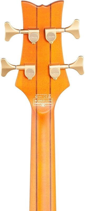 open zoom image for Schecter Stiletto Studio Electric Bass, Honey Satin, Headstock Straight Back