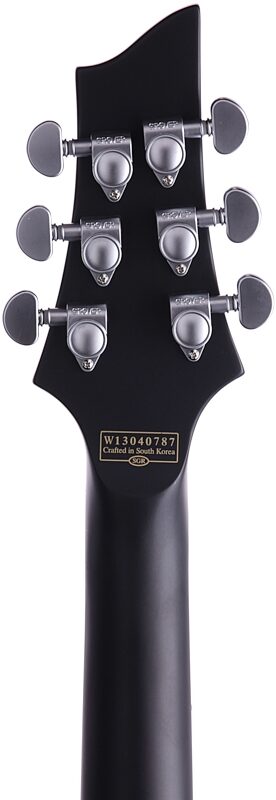open zoom image for Schecter Damien Platinum 6 FR-S Sustainiac Electric Guitar, Satin Black, Headstock Straight Back
