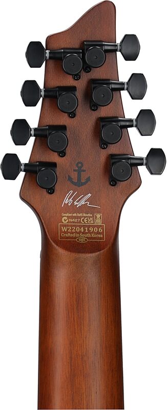 open zoom image for Schecter Rob Scallon C-8 Multi-Scale Electric Guitar, 8-String, Satin Dark Roast, Headstock Straight Back
