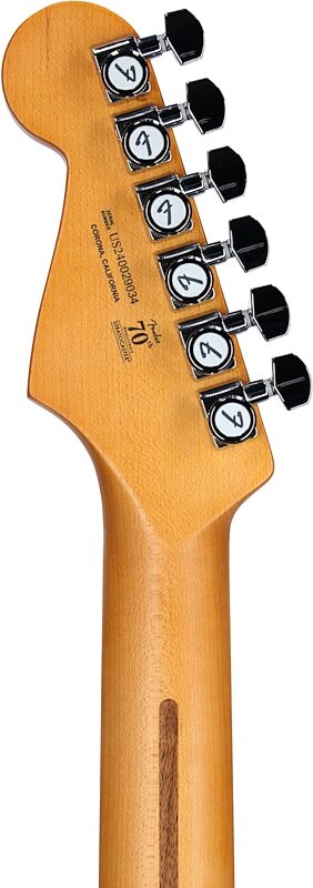 open zoom image for Fender American Ultra II Stratocaster Electric Guitar, Ebony Fingerboard (with Case), Noble Blue, Headstock Straight Back