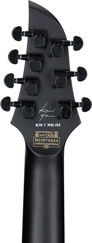 open zoom image for Schecter KM-7 MK-III Keith Merrow Electric Guitar, Left-Handed, Tri-White Satin, Headstock Straight Back