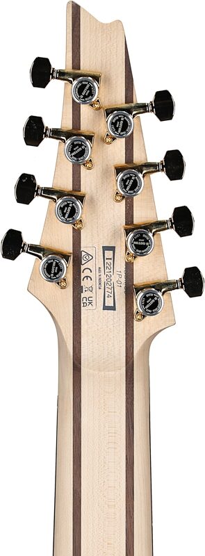 open zoom image for Ibanez RGDMS8 Multi-Scale Electric Guitar, 8-String, Clear Silver Metallic, Headstock Straight Back