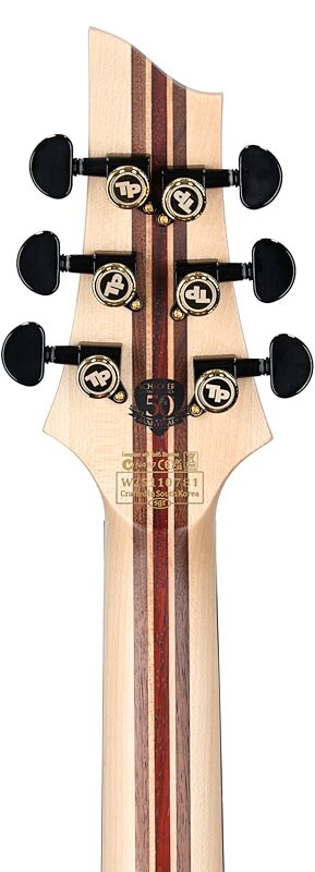 open zoom image for Schecter C-1 FR-S 50th Anniversary Electric Guitar, Gold Burst, Open Box (Very Good), Headstock Straight Back