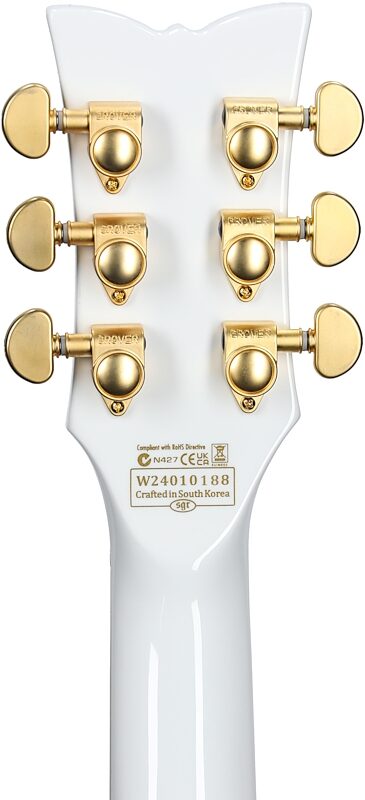 open zoom image for Schecter Zacky Vengeance H6LLYW66D Electric Guitar, Gloss White, Open Box (Very Good), Headstock Straight Back