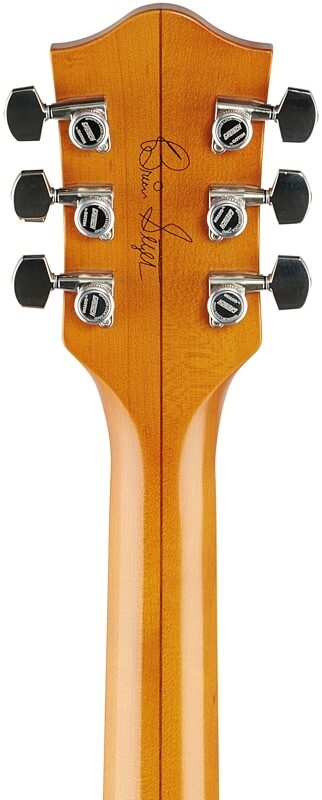 open zoom image for Gretsch G6120T-BSSMK Brian Setzer Signature 59 Bigsby Electric Guitar (with Case), Smoke Orange, Headstock Straight Back