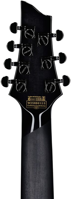 open zoom image for Schecter Hellraiser Hybrid C-7 Electric Guitar, 7-String, Transparent Black Burst, Headstock Straight Back