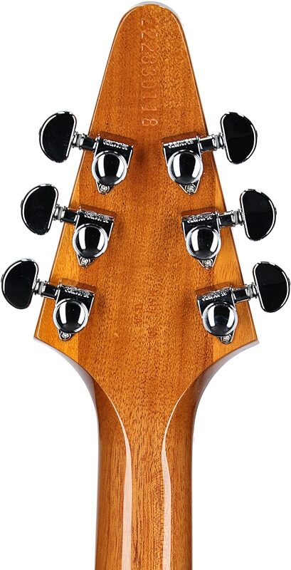 open zoom image for Gibson '70s Flying V Electric Guitar (with Case), Antique Natural, Headstock Straight Back