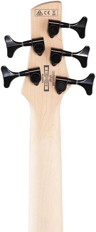 open zoom image for Ibanez GSR205SM Electric Bass, 5-String, Natural Gray Burst, Headstock Straight Back