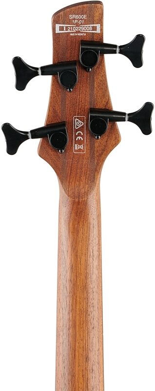 open zoom image for Ibanez SR600E Electric Bass, Antique Brown Stained Burst, Headstock Straight Back