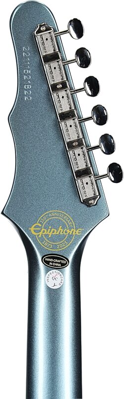 open zoom image for Epiphone 150th Anniversary Wilshire Electric Guitar (with Case), Pacific Blue, Headstock Straight Back