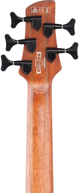 open zoom image for Ibanez SRMS805 Bass Workshop Multi-Scale Electric Bass, 5-String, Deep Twilight, Headstock Straight Back