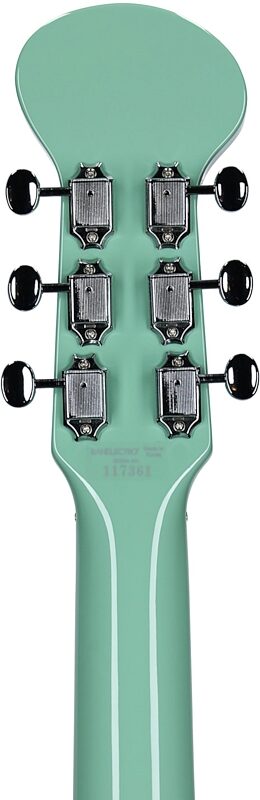 open zoom image for Danelectro Baby Sitar Electric Guitar, Aqua, Headstock Straight Back