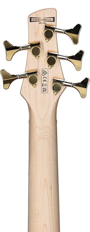 open zoom image for Ibanez GSR205PC Gio Electric Bass, 5-String, Transparent Pale Black Burst, Headstock Straight Back