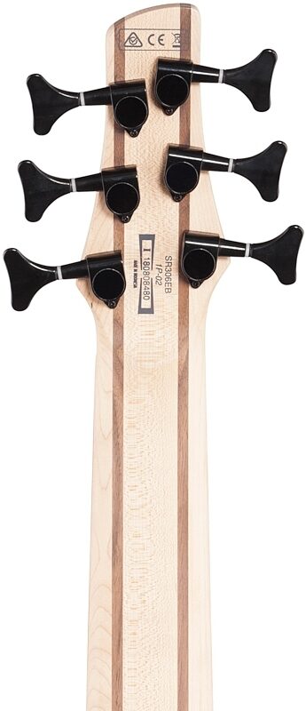 open zoom image for Ibanez SR306E Electric Bass, 6-String, Weathered Black, Headstock Straight Back