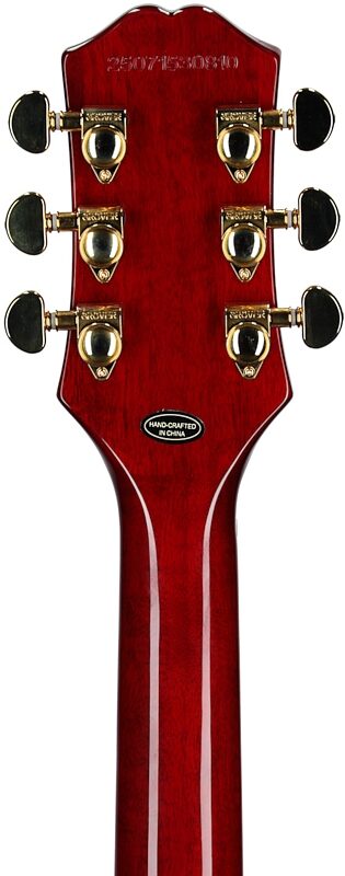 open zoom image for Epiphone Inspired by Gibson Les Paul Custom Electric Guitar, (with Gig Bag), Heritage Cherry Sunburst, Headstock Straight Back