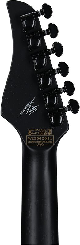 open zoom image for Schecter Jake Pitts E-1 FR-S Electric Guitar, Satin Black Open Pore, Headstock Straight Back