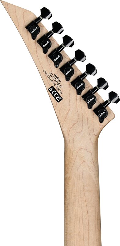 open zoom image for Jackson Dave Davidson Warrior WR7 Electric Guitar, 7-String (with Gig Bag), Ferrari Yellow, Headstock Straight Back