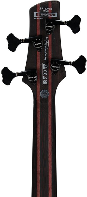open zoom image for Ibanez SR1320SB Premium Electric Bass (with Gig Bag), Aqua Wave Low Gloss, Headstock Straight Back
