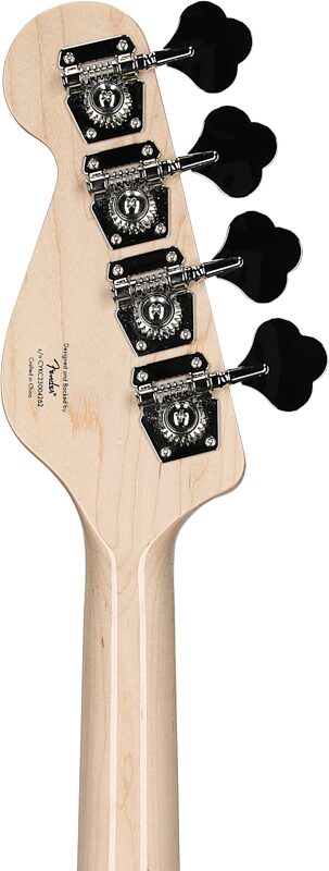 open zoom image for Squier Paranormal Rascal HH Bass Guitar, Metallic Black, Headstock Straight Back