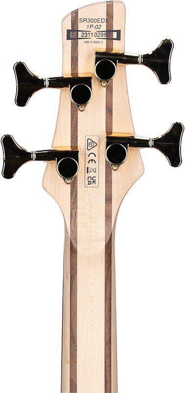 open zoom image for Ibanez SR300EDX Electric Bass Guitar, Black Ice Frozen Matte, Headstock Straight Back