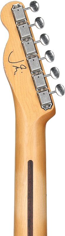 open zoom image for Fender J Mascis Telecaster Electric Guitar (with Gig Bag), Blue Flake, Headstock Straight Back