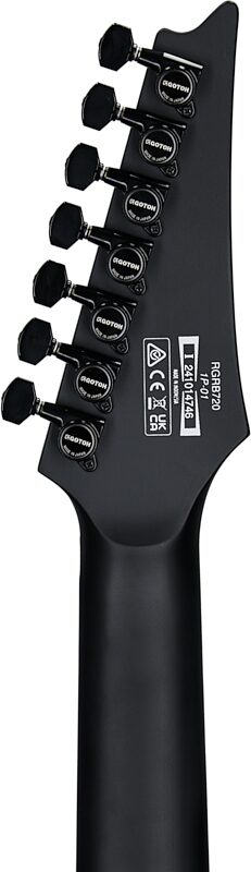 open zoom image for Ibanez RGRB720 Iron Label Electric Guitar, 7-String, Black Flat, Headstock Straight Back