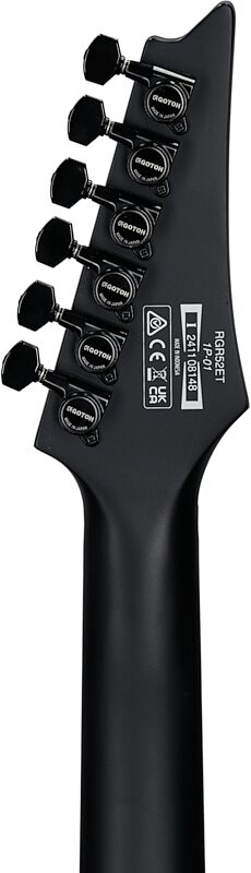 open zoom image for Ibanez RGR52ET Axe Design Lab Electric Guitar, Black, Headstock Straight Back