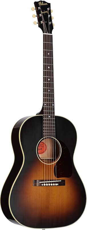 open zoom image for Gibson Custom 1942 Banner LG-2 VOS Acoustic Guitar (with Case), Vintage Sunburst, Serial Number 22892035, Body Left Front