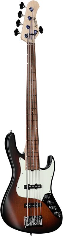 open zoom image for Sadowsky MetroLine 22-Fret Will Lee Signature Bass, 5-String (with Gig Bag), Almond Sunburst, Serial Number SML G 003166-23, Body Left Front