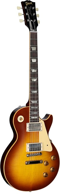 open zoom image for Gibson Custom 1958 Les Paul Standard Reissue Electric Guitar (with Case), Iced Tea Burst, Serial Number 85787, Body Left Front