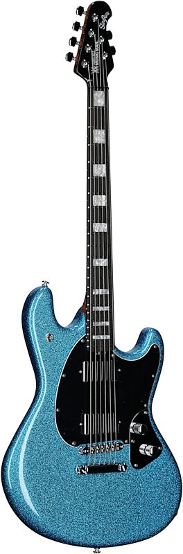 open zoom image for Ernie Ball Music Man StingRay HT Electric Guitar (with Mono Soft Case), Brilliant Blue Sparkle, Ebony Fretboard, Serial Number H10937, Body Left Front