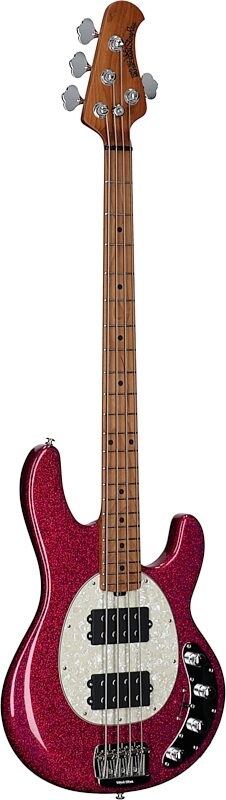 open zoom image for Ernie Ball Music Man StingRay Special HH Electric Bass (with Case), Soda Pink Sparkle, Roasted Maple Fretboard, Serial Number K10900, Body Left Front