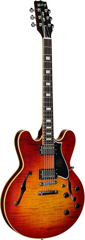 open zoom image for Heritage Custom Core H-535 Semi-Hollowbody Electric Guitar (with Case), Dark Cherry Sunburst, Serial Number HC1251325, Body Left Front