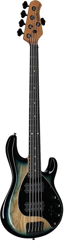 open zoom image for Ernie Ball Music Man StingRay 5 Special HH Electric Bass (with Case), Mean Blue Burst, Ebony Fretboard, Serial Number k10252, Body Left Front