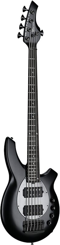 open zoom image for Ernie Ball Music Man Bongo 5HH Electric Bass, 5-String (with Case), Stealth Black, Ebony Fretboard, Body Left Front