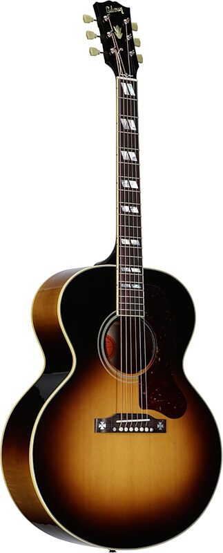 open zoom image for Gibson J-185 Original Acoustic-Electric Guitar (with Case), Vintage Sunburst, Body Left Front