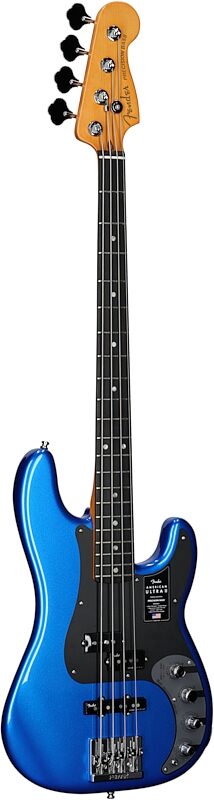 open zoom image for Fender American Ultra II Precision Electric Bass, Ebony Fingerboard (with Case), Noble Blue, Body Left Front